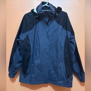 LL bean women’s shell of 3 in 1 rain coat jacket grey & black new no tags sz XL
